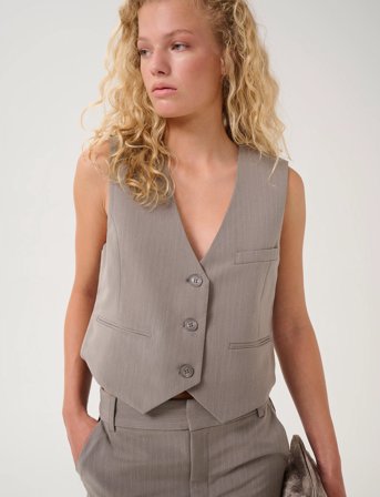Gestuz Gzjoelle Mel. Pinstripe Waistcoat - Grey - 42