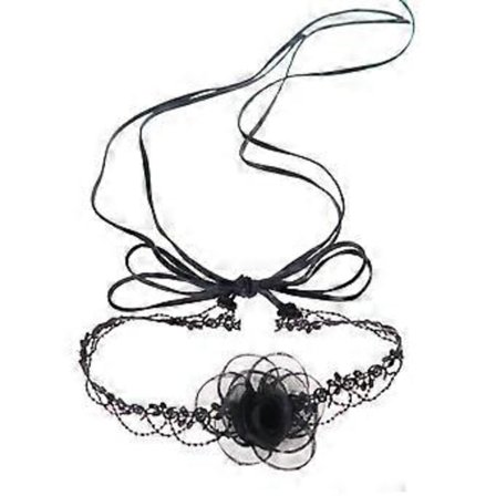 Sexy Choker Halsbånd Smykker Retro-Svart Blonde Kamelia Halskjede Middagsselskap Halsbånd Dame Mote Justerbart Halskjede (B)