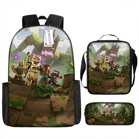 MINECRAFT Skolesekk My World Spilltilbehør Ryggsekk Tredelt Sett