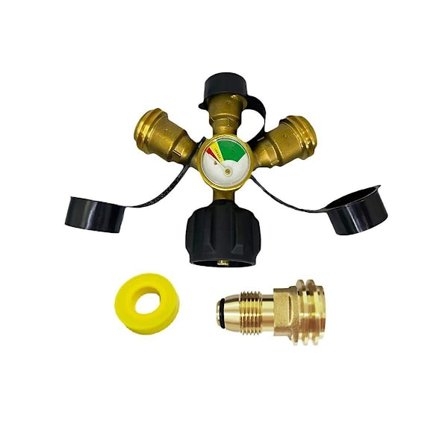 3-vejs propansplitter / med måler og afspærringsventil, propantank 3 Y splitteradapter til Propa