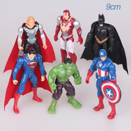 6 stk/sett Marvel Dc Superhelt Actionfigur Leke Superman Iro