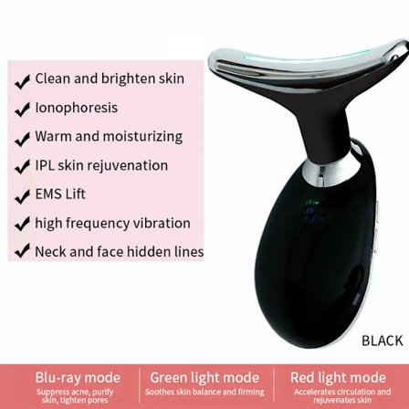 Delfin EMS Hals Ansikte Skönhetsapparat Fotonterapi Hudåtstramning Reducera Dubbelhaka Anti-rynkor Ta Bort Hudvård Halsmassager