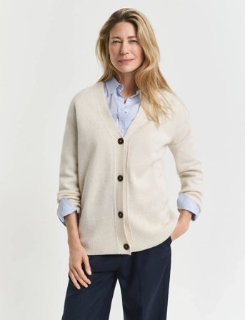 GANT Detail Knit Cardigan - Beige - XS