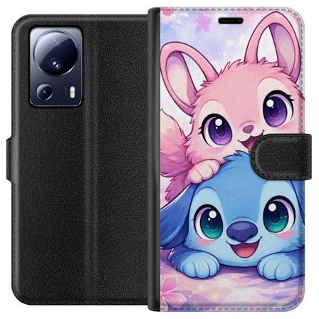 Kompatibel Tegnebogsetui til Xiaomi Xiaomi 13 Lite Sød kawaii illustration med pink og blå fantasidyr, store øjne og bløde farver perfekt til bør