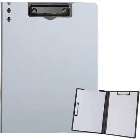 A4 mappe med dobbelt metalklips til hjemmet, kontoret og skolen (grå)