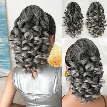 Brun Vinrød Blandet Farve Hestehale Hår Extensions, 14 tommer (ca. 36,0 cm) Let Krøllet Snøre Hestehale, Lang Tyk Falsk Hestehale, M...