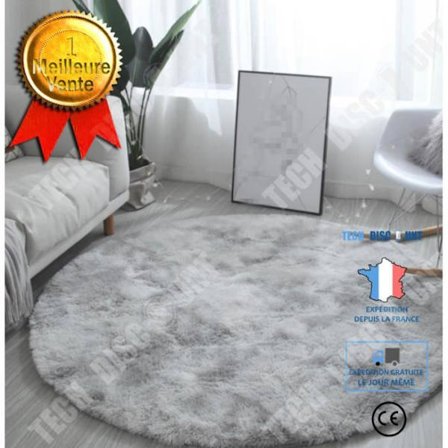 Tapis - GOGOLOVING - Rund Form - 120 x 120 cm - Ljusgrå - Shaggy