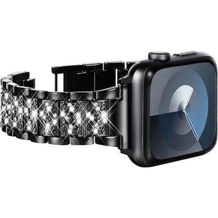 Apple Watch Armband 41mm 40mm 38mm, Bling Diamant Strass Armband för Apple Watch SE Serie 9 BlingBlack