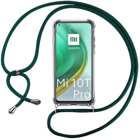 Etui til Xiaomi Mi 10T Pro (6,67") Stødsikker blød, forstærket hjørnebeskyttelse Fine hjørner med ledning Night Green Transparent-midnattsgrön