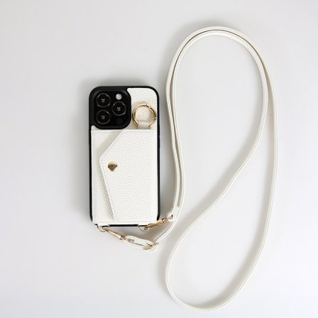 iPhone 15. Telefondeksel med snor, TPU SIM-kortspor telefondeksel, hvit