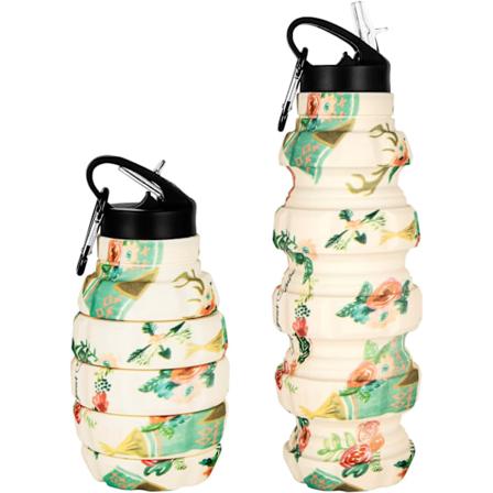 Sammenleggbar Reisesportsflaske 18oz, Gjenbrukbar BPA-Fri Silikon Sammenleggbar Vannflaske for Trening Camping Vandring, Bærbar Lekkasjesikker 