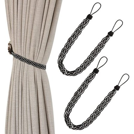 2 kpl käsin neulottua verhonpidikettä ikkunan verholle