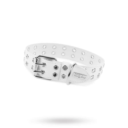 ROCK White - Läder Hundhalsband - Scarfes, Charms & Halsbandssmycken, Draglinor, Läder- & Textilhalsband på Doggie.se