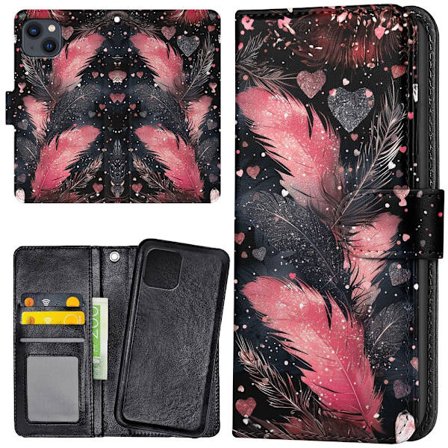 iPhone 13 - Plånboksfodral/Skal Feathers