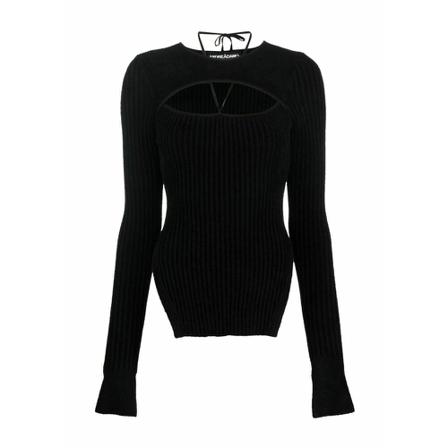 Andrea Adamo Round-neck Strik Sort, Dame Striktrøjer
