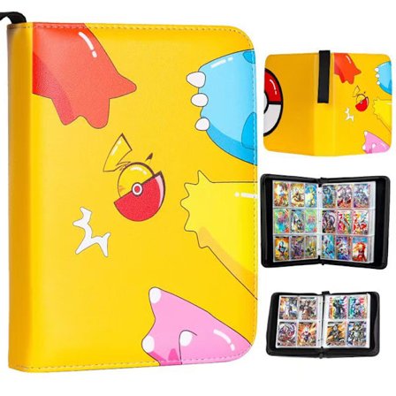 4-fickars Trading Card-pärm 400-fickars Pokémon Card-mapp med 50 avtagbara fickor Blixtlås Trading Card-fodral för kortalbum Sti