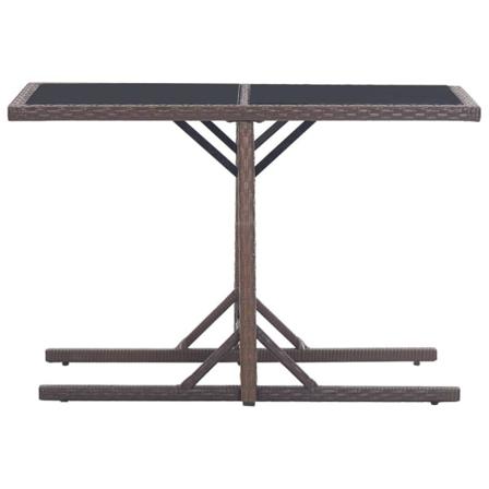 Vidaxl Trädgårdsbord Brun 110x53x72 Cm Glas Och Konstrotting Brun