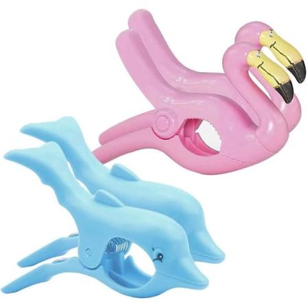 Strandhåndklædeklemmer, 4 stk. Flamingo-formede håndklædeklemmer Dyreformet håndklædeholdere Delfin Tøjpinde Til Solsenge, Solstole, Poolstole, 