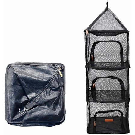 Ny Utendørs Camping Servise Oppbevaring Ventilasjon Hengende Nett Bolle Basseng Tørkenett 4-Lags Oppbevaringsnett
