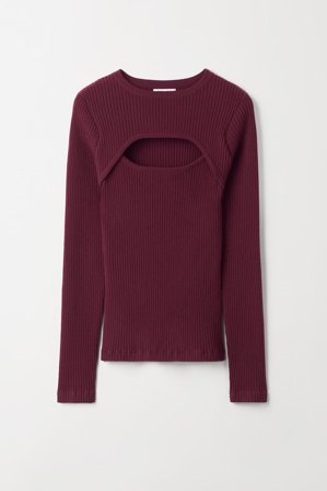 Soft Goat - Cut out o-neck - Women cashmere sweater - M - Bordeaux