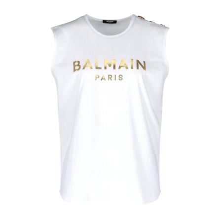 Balmain, Sleeveless Tops Wit, Dames, Maat:M