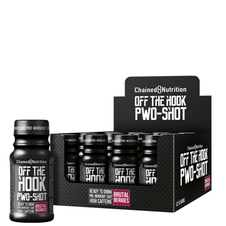 Komplett PWO Chained Nutrition 12 x Off The Hook PWO-Shot 60 ml, Brutal Berries - Bodyman.dk