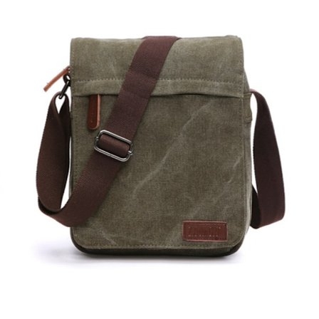 Sporty crossbody taske i canvas og læder
