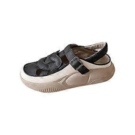 Naisten kesäsandaalit, rennot kiilakorkokengät, mukavat nilkkaremmilliset ulkoilukengät (39 musta)