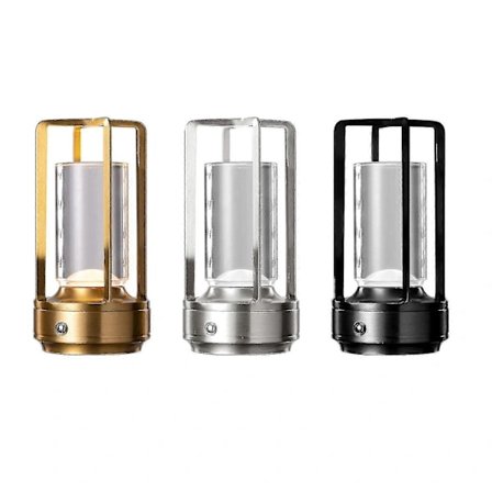 Lumison Crystal Lantern -pöytävalaisin, Lumison Crystal -valaisin, kannettava metallinen pöytävalaisin, kolmivärinen ladattava langaton LED-valaisin, 
