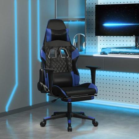 Vidaxl Gamingstol Med Fotstöd Svart Och Blå Konstläder Svart