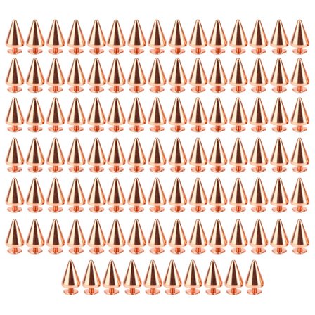 100 sarjaa Punk Cone Spikes Studs Electroplating Rose Gold Punk Cone Spiked Screw Rivets DIY Punk Style Decoration 9.5x15mm