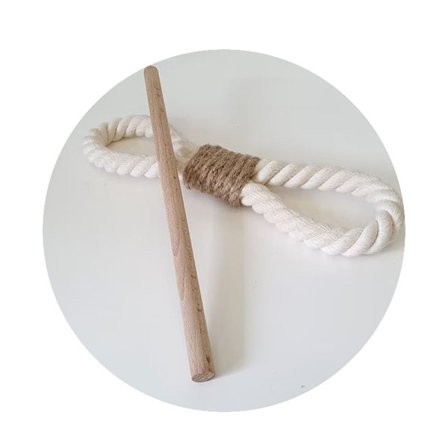 Gardinomtak Rustikk Holder for Draperier, Gårdsstil Gardinomtak Bomull Jute Tau med Treklubbe, Naturlig Boho Dekor Shabby Chic Draperi