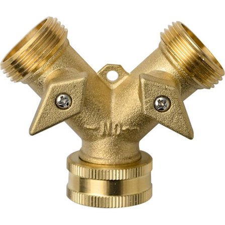 2-vejs messinghane - Y-ventil slangedeler havehane manifold 3/4" messing slangefittings til vaskemaskine opvaskemaskine have udenfor