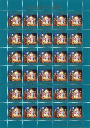 Færøerne - Julemærkeark 1987 - Takket - Ubrugt eller foldet