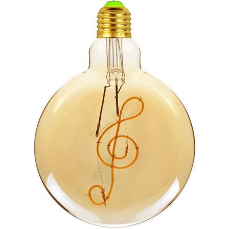 Edison LED-pære 4W, E27 Skrupære Retro Gammeldags LED Musikknote Filament Glass Antikk Pære Skap Vakker Design (G125 Musikk)