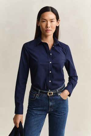 GANT Damen Slim Fit Popeline Bluse (38) Blau