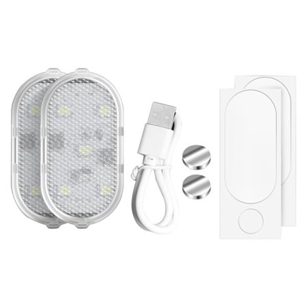 2 stk. Slitesterk bil døråpning Ambient Light Night Safety Signal Lampe med USB