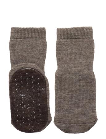 Wool/Cotton Socks W.anti-Slip Grey Mp Denmark