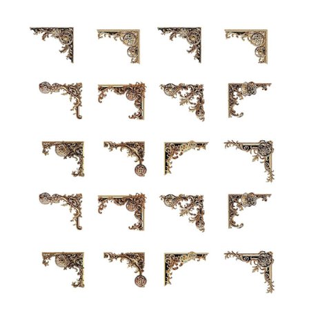 20 stk. Vintage Udhulet Hjørne Klistermærke Journal Kant Klistermærke Kompatibel med Scrapbooking Journal Fotoalbum Telefon Etui Kunsthåndværk