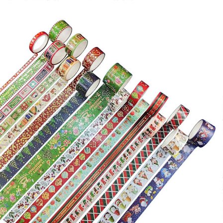 16 ruller washi tape sæt jul multi-mønster guld folie dekorativ washi tape ferie jul washi masking tape
