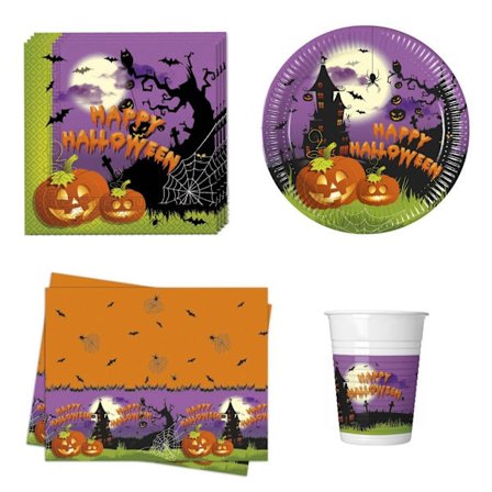 Festpaket 8 Pers. Halloween (Muggar/Tallrikar/Servetter/Bordsduk)