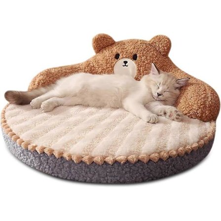 Katteseng, Rund Kæledyrsseng Til Katte Og Hvalpe, Varm Komfortabel Kæledyrsseng, Aftagelig Vaskbar Katteseng, Kattesofa (Brun)