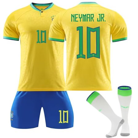 Brasil Neymar #10 Fotballtrøye - Brasil Kort Ermet Trøye Junior & Barn & Voksen Størrelser 10—20