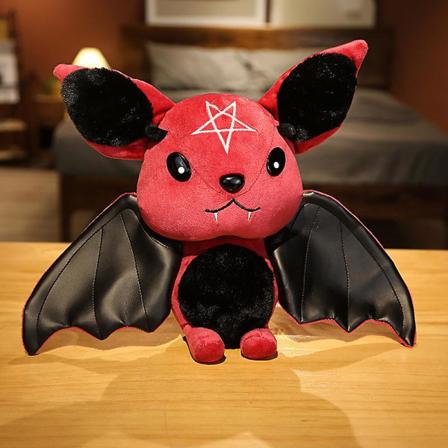 Dark Series Plysj Bat Leke Pentacle Måne Flaggermus Dukke Utstoppet Gothic Rock Style Bag Halloween Plysj Leke Hjem Halloween Julegave red 45cm