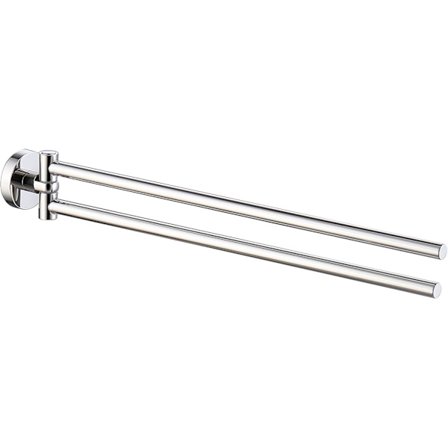 Dobbelt Arm Drejelig Håndklædeholder, Vægmonteret Håndklædeholder Rustfrit Stål, 180° Rotation Pladsbesparende, Sølv, 38*5*5cm