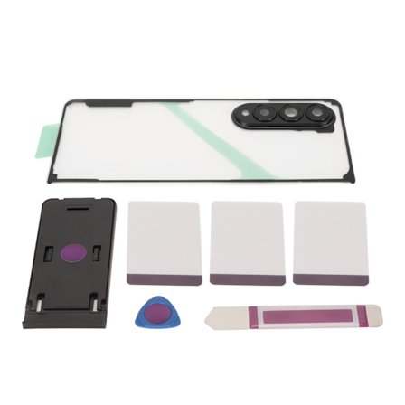 Galaxy Z Fold 4 5G F936 Svart Bakre Glas Ersättningsskydd med Förinstallerad Tejp, Verktyg, Telefonstativ och Kameralins
