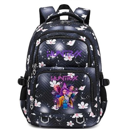 Kpop Demon Hunters Trykket Ryggsekk Studenter Skolesekk Anime Tegneserie Skulderveske for Barn Tenåringer Fans Svart Stil 03