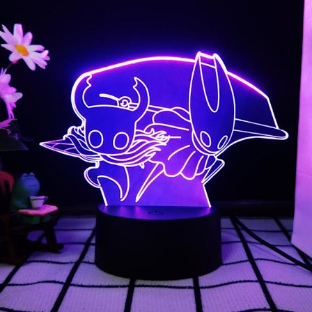 3D Nattlampe, Hollow Knight Figur Figurspiller Tegnekunst Las 3