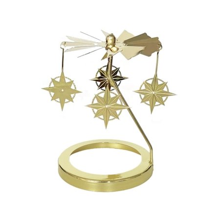 Gylden Roterende Fyrfadsstage Karrusel med 5,5 cm Base - Varmedrevet Spindende Dekoration