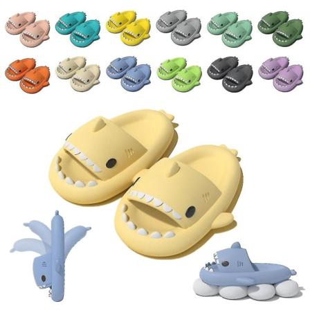 Cute Shark Par Hjemmesko - Skridsikre Eva Flip Flops til mænd, kvinder, børn, udendørs light yellow 40 41